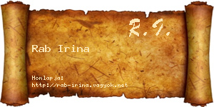 Rab Irina névjegykártya